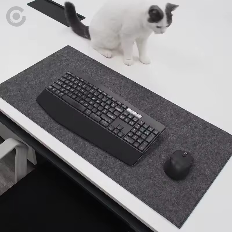Large Wool Felt Desk Mat with Anti-Slip Backing — Ergonomic Keyboard & Mouse Pad for Home Office